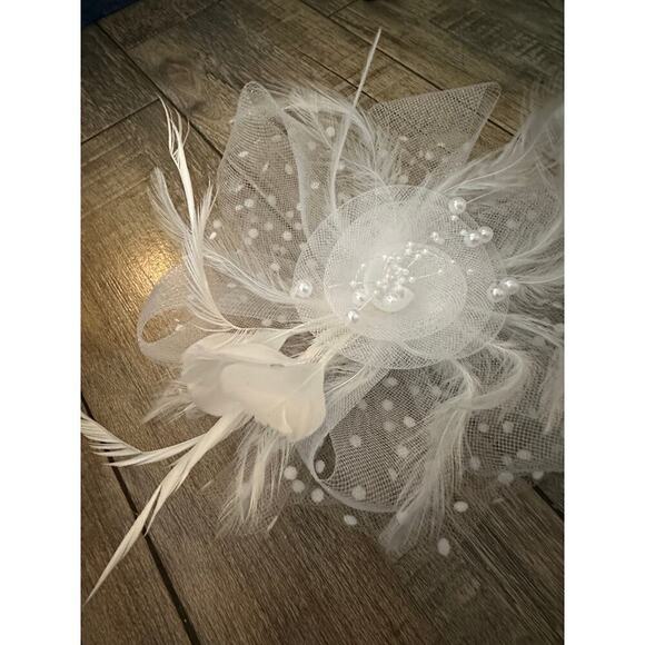 Vintage 80s headpiece veal bridal wedding hairpiece clip main image 7
